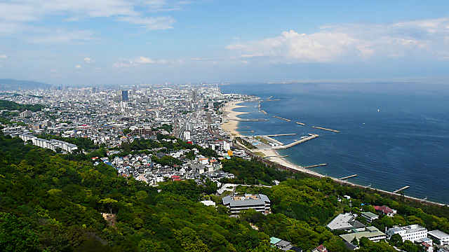 須磨浦山上遊園、回転展望閣からの神戸の風景