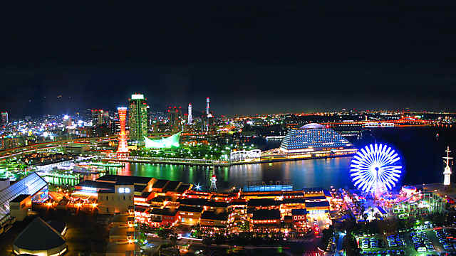 神戸ハーバーランドとメリケンパークの夜景